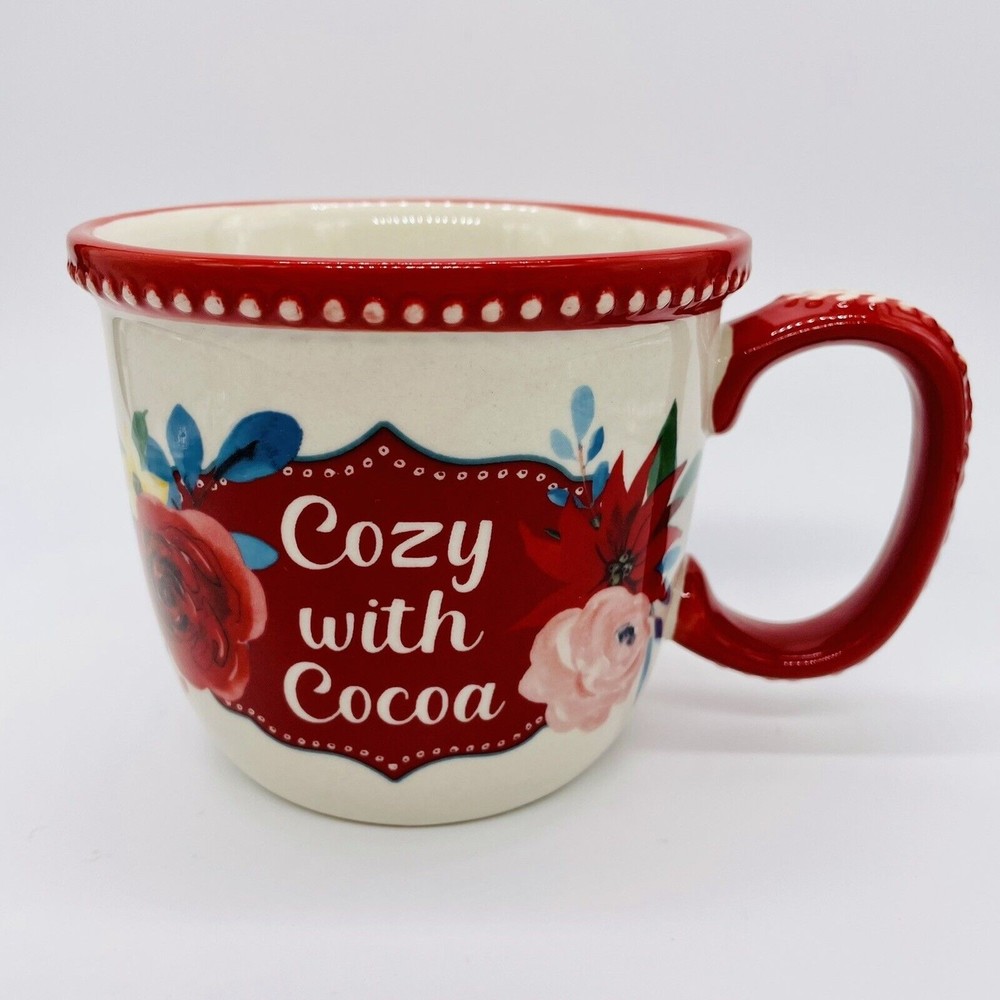 Pioneer Woman Cozy with Cocoa Ceramic Coffee Mug Tea Cup 16-Ounce Mint Condition